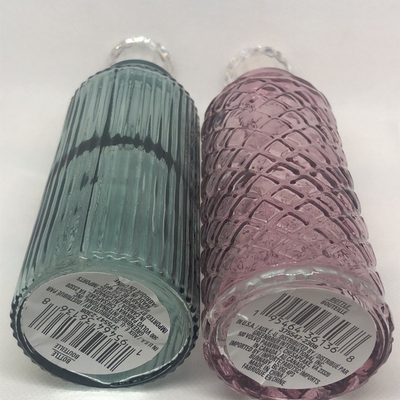 Seafoam Blue Green & Purple Lilac Glass Jars with Clear Crystal Tops NWT 6.5” - Picture 6 of 8